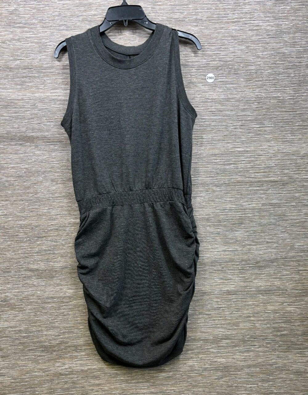 Daytrip Bodycon Activewear Stretch Dress Womens Sz M Gray Ruched Hem Sleeveless